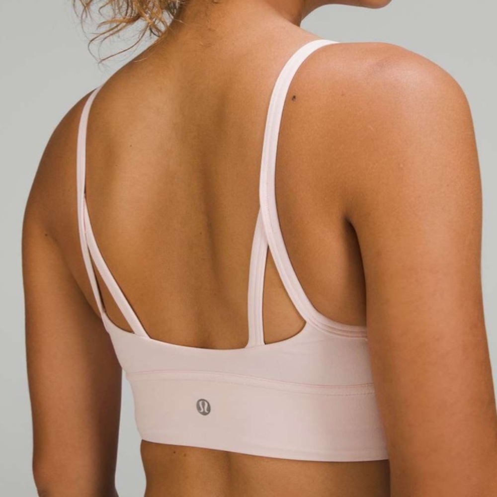 SZ 6 NULU FRONT GATHER YOGA BRA STRAWBERRY MILKSHAKE ALIGN LONGLINE